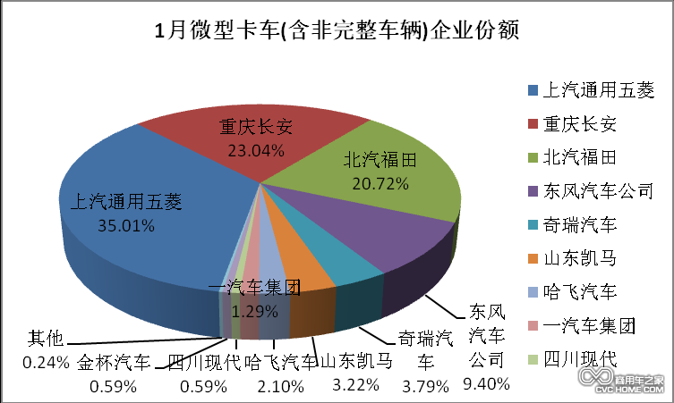 1月微型卡車(chē)企業(yè)份額